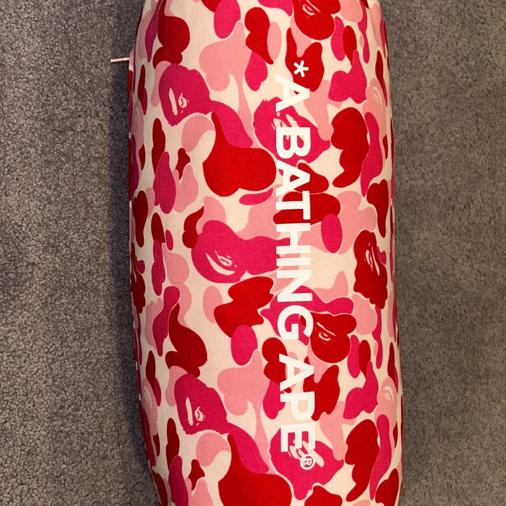 Bape pink & white camouflage throw pillow
